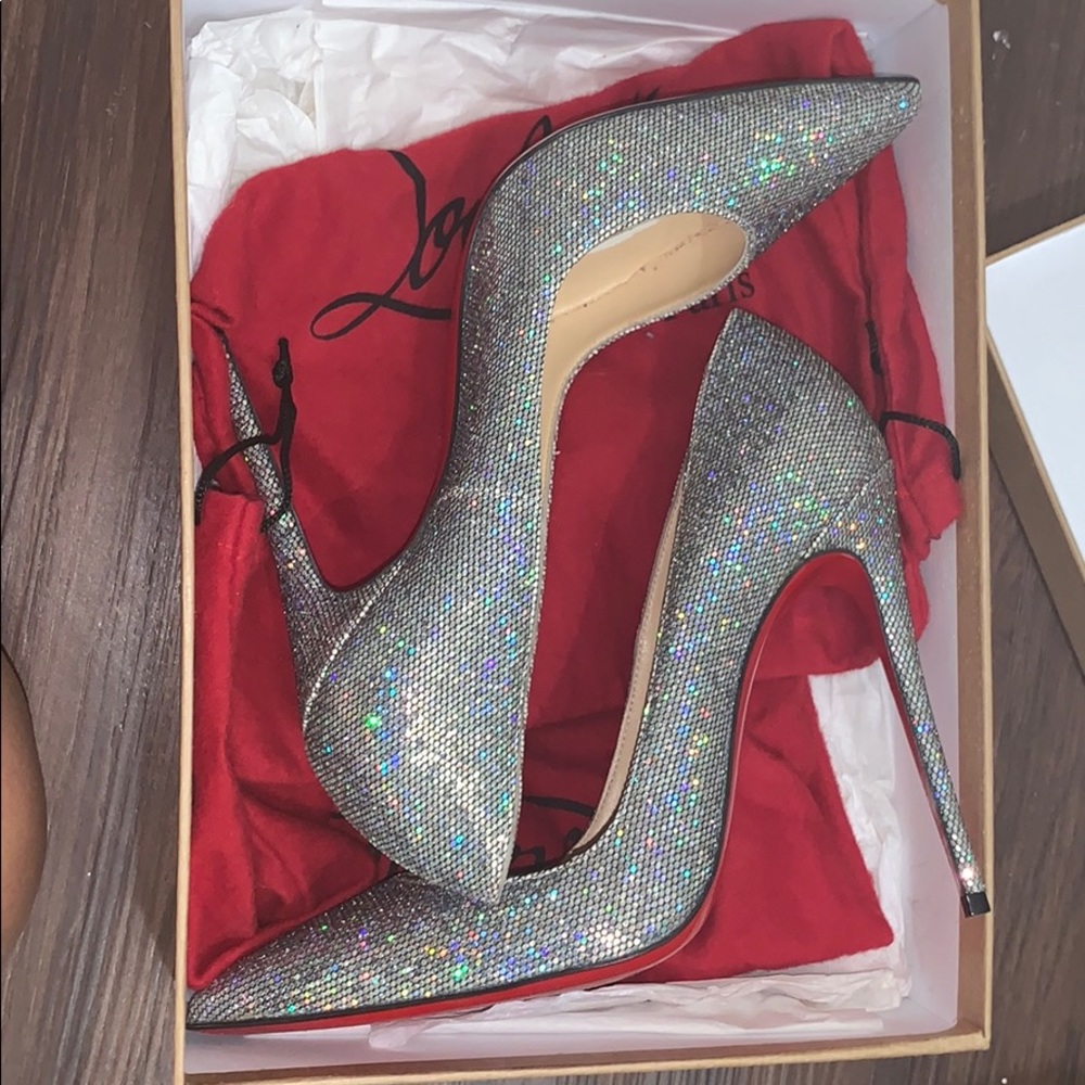 Christian Louboutin Silver sparkle heels
